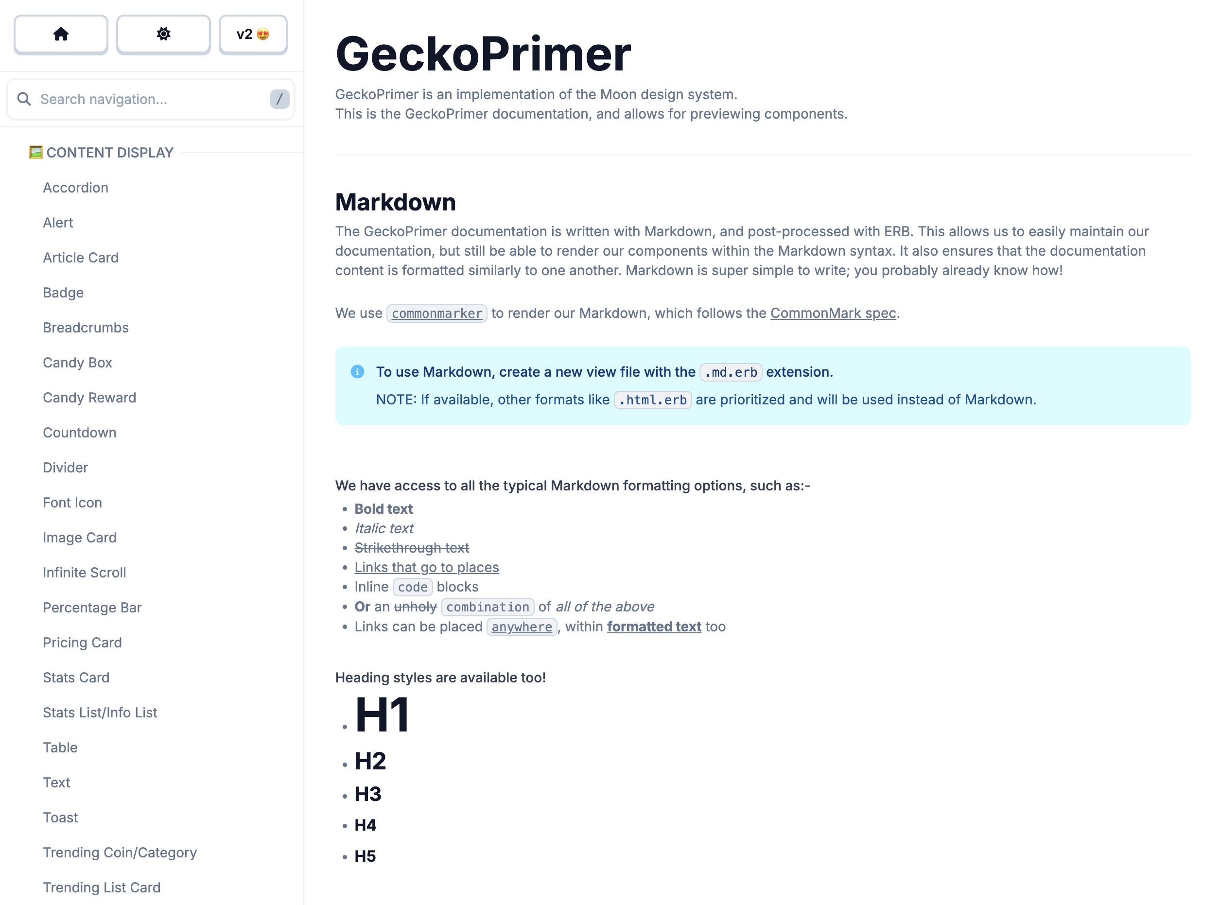 Internal component library